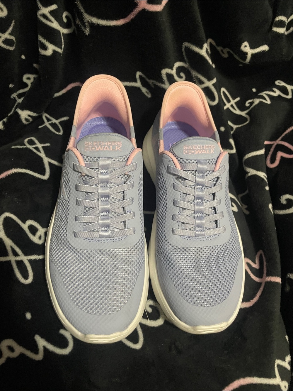 Skechers GOwalk Lavender Slip-Ons with Pink Trim- Only worn one time!